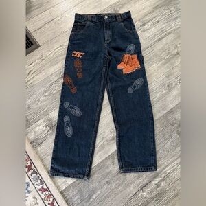 Boys youth urban extreme salvage vintage denim work pants